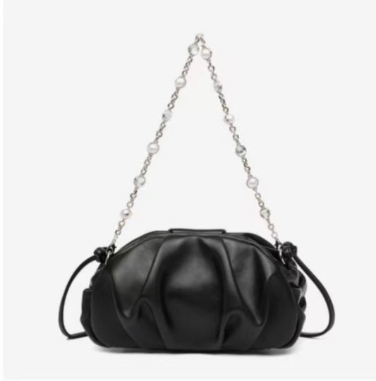 The Nova ruched shoulder bag in black