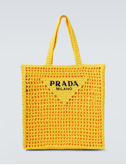 Crotchet tote bag in yellow