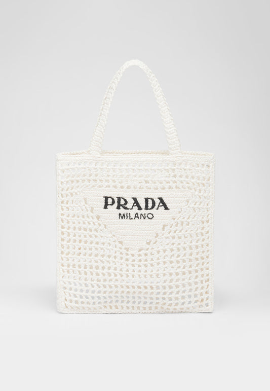 Crotchet tote bag in White