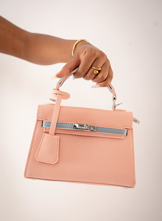 Pink and blue leather bag