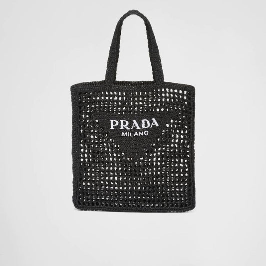 Crotchet tote bag in black